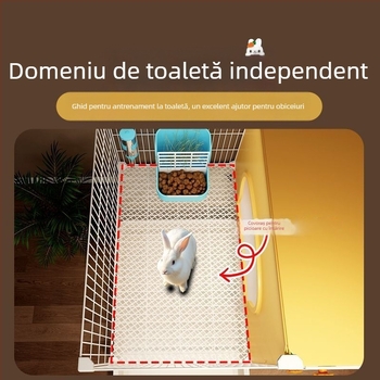 Cușcă din plastic pentru iepuri, cu toaletă, pentru uz interior, potrivită pentru iepuri și porcușori de Guineea