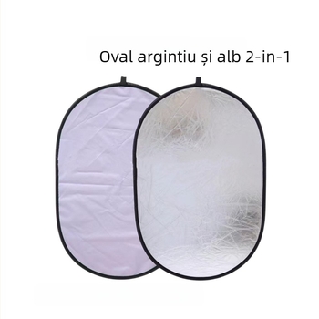 Reflector cinci în unu, panou circular pliabil pentru fotografiere, suprafață reflexivă țesută, dimensiune extinsă 90x120 cm, greutate 0,72 kg, potrivit pentru fotografierea hainelor