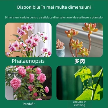 Tija de susținere a plantelor – suport pentru flori din oțel cu strat plastic, fixare a tulpinilor