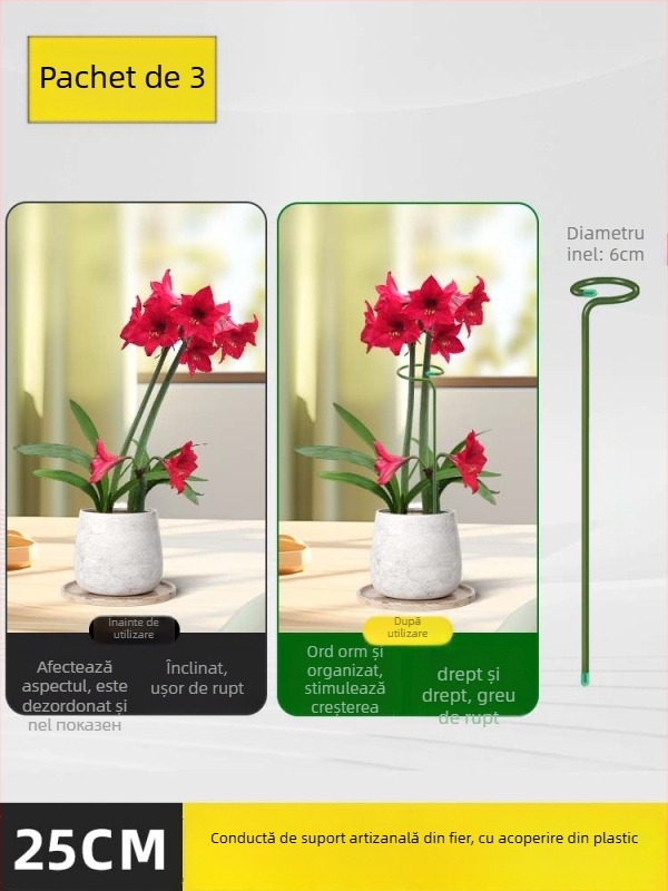 Tija de susținere a plantelor – suport pentru flori din oțel cu strat plastic, fixare a tulpinilor