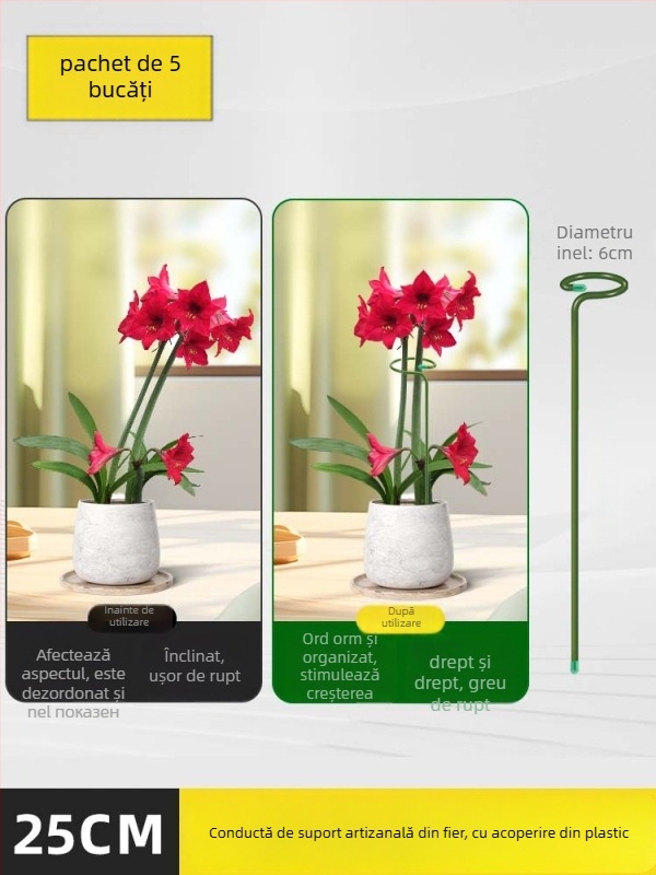 Tija de susținere a plantelor – suport pentru flori din oțel cu strat plastic, fixare a tulpinilor