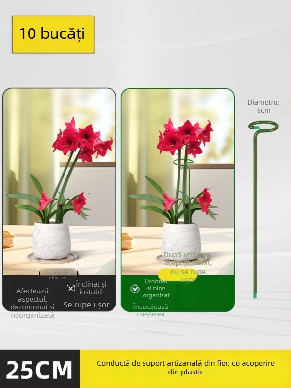 Tija de susținere a plantelor – suport pentru flori din oțel cu strat plastic, fixare a tulpinilor