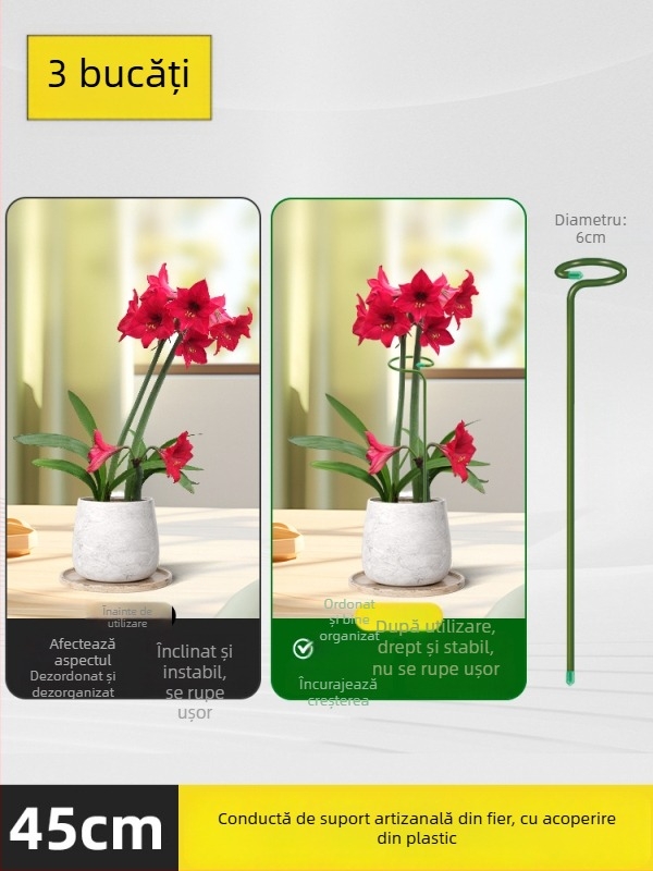 Tija de susținere a plantelor – suport pentru flori din oțel cu strat plastic, fixare a tulpinilor