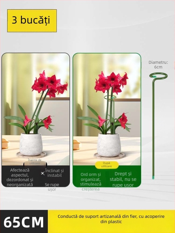 Tija de susținere a plantelor – suport pentru flori din oțel cu strat plastic, fixare a tulpinilor