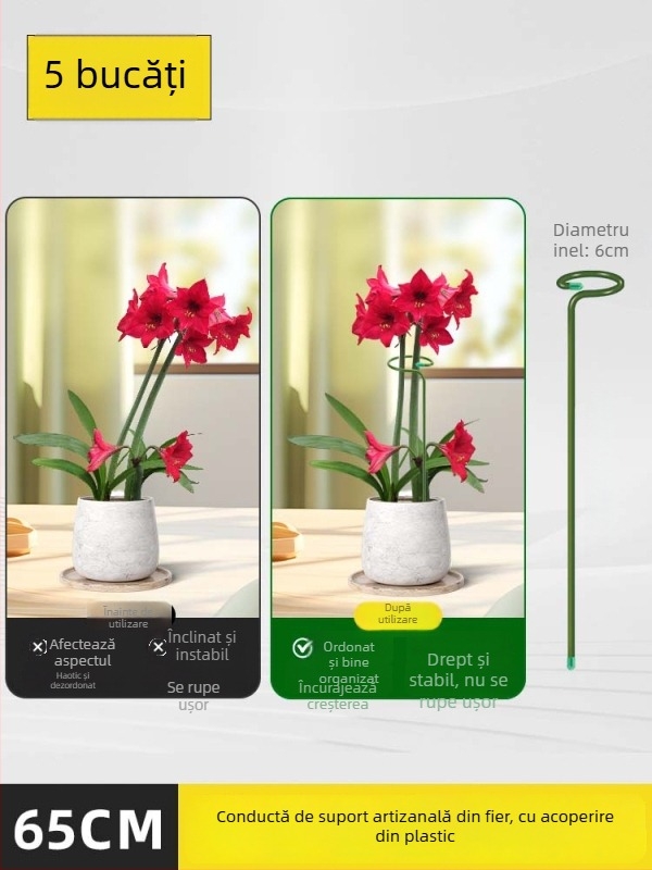 Tija de susținere a plantelor – suport pentru flori din oțel cu strat plastic, fixare a tulpinilor