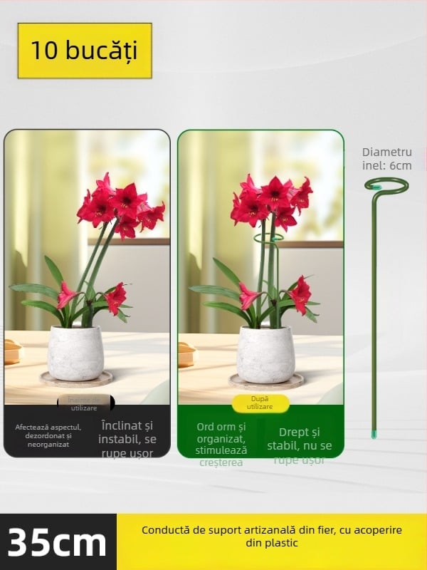 Tija de susținere a plantelor – suport pentru flori din oțel cu strat plastic, fixare a tulpinilor