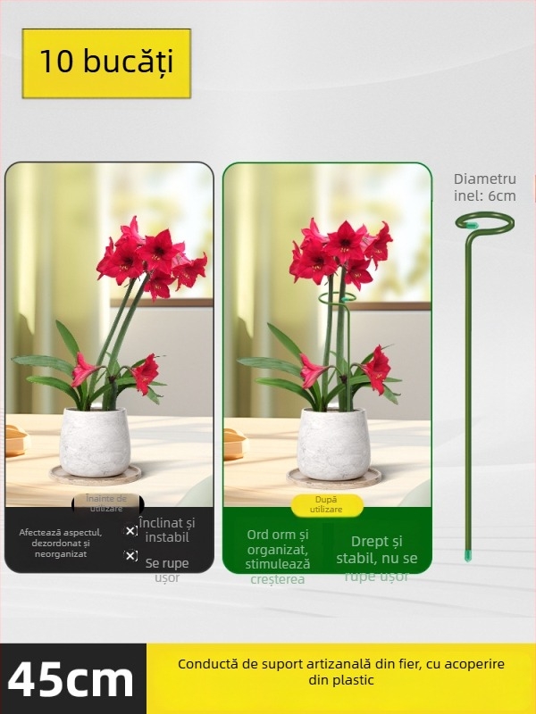 Tija de susținere a plantelor – suport pentru flori din oțel cu strat plastic, fixare a tulpinilor