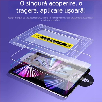 Protecție pentru ecran iPad din sticlă securizată – acoperire completă, anti-cadere, folie frontală, filtru de lumină albastră