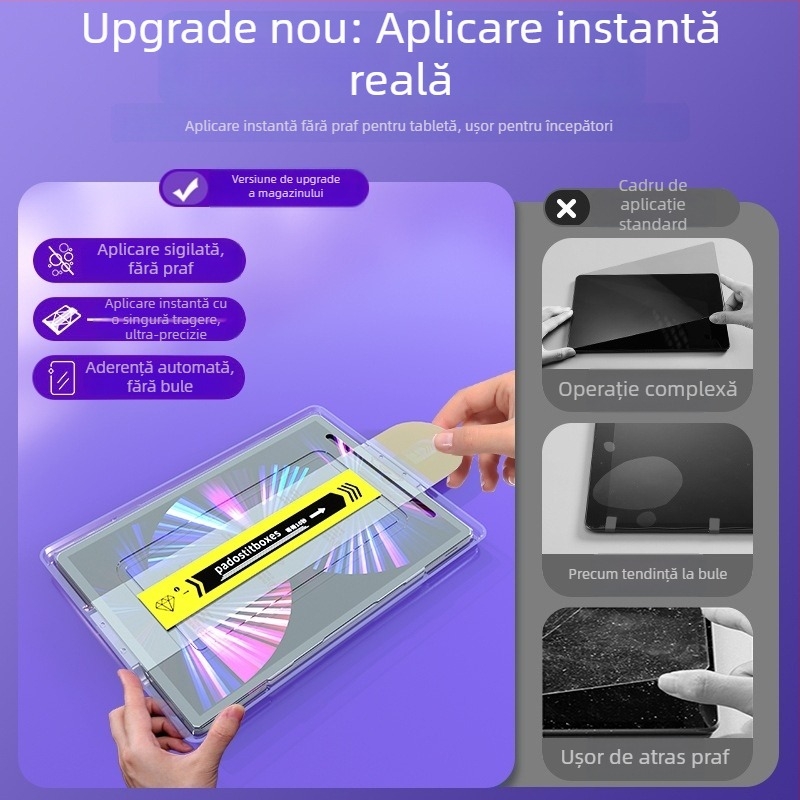 Protecție pentru ecran iPad din sticlă securizată – acoperire completă, anti-cadere, folie frontală, filtru de lumină albastră