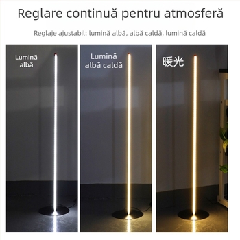 Lampă de podea cu LED, design minimalist nordic pentru living sau dormitor, 50 LED-uri, corp din aluminiu, abajur policarbonat, telecomandă