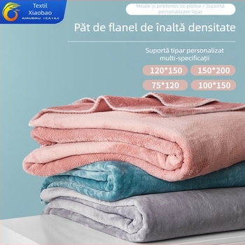 Pătură de flanelă, culoare solidă, din fibre de poliester, greutate sub 300 g, potrivită pentru toate anotimpurile, cu procesare personalizabilă
