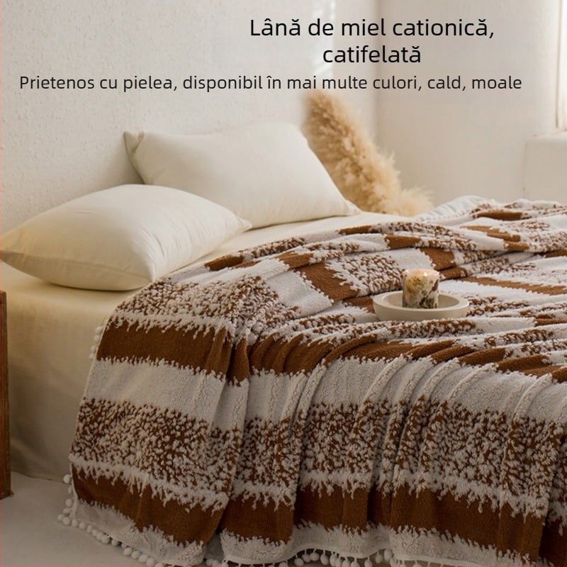 Pătură în stil japonez, lână cașmir, material poliester, 200 g, iarnă