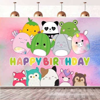 Fundal din pânză pentru fotografiere în scenă – temă jucării din pluș, material vinil, marcă Qian, marcă privată autorizată