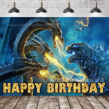 Fundal foto cu tema Godzilla — fundal din vinil pentru ședințe de scenă, greutate 0,15 kg