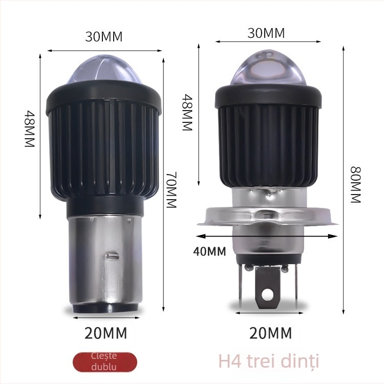 Far LED pentru triciclu electric – prindere cu cleme duble, fascicul mare/mic, 5000 lm, 12 V, IP21