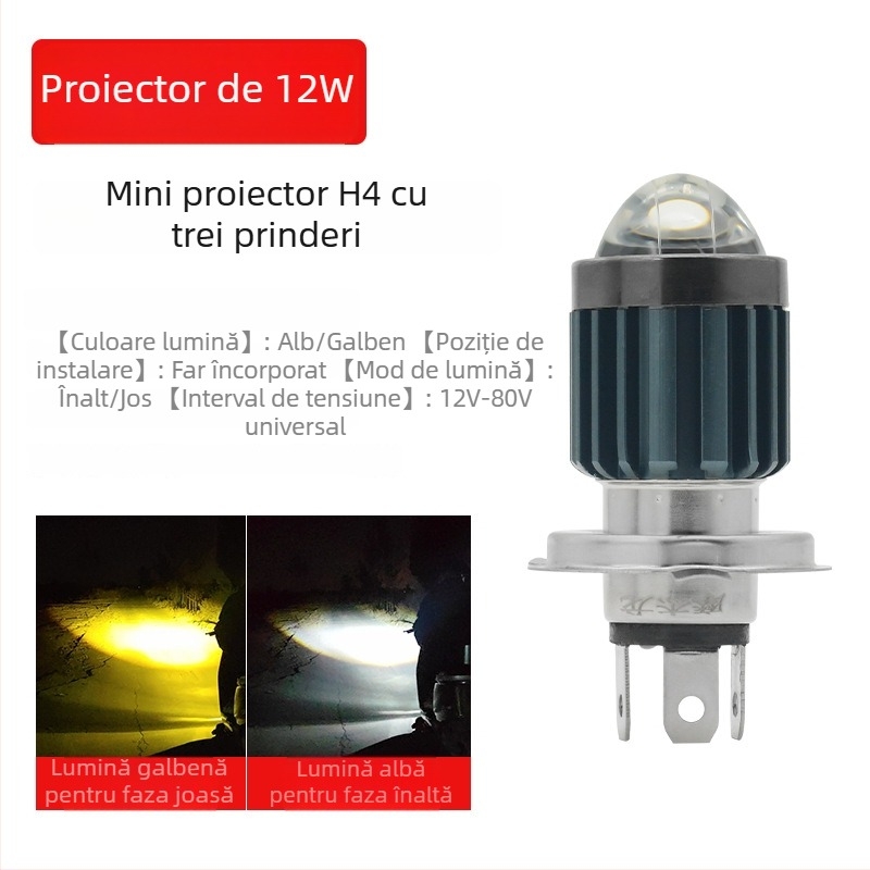 Far LED pentru triciclu electric – prindere cu cleme duble, fascicul mare/mic, 5000 lm, 12 V, IP21
