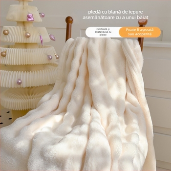 Pătură de odihnă — blană de iepure pufoasă, coral fleece, poliester, 1000–1500 g, personalizabil