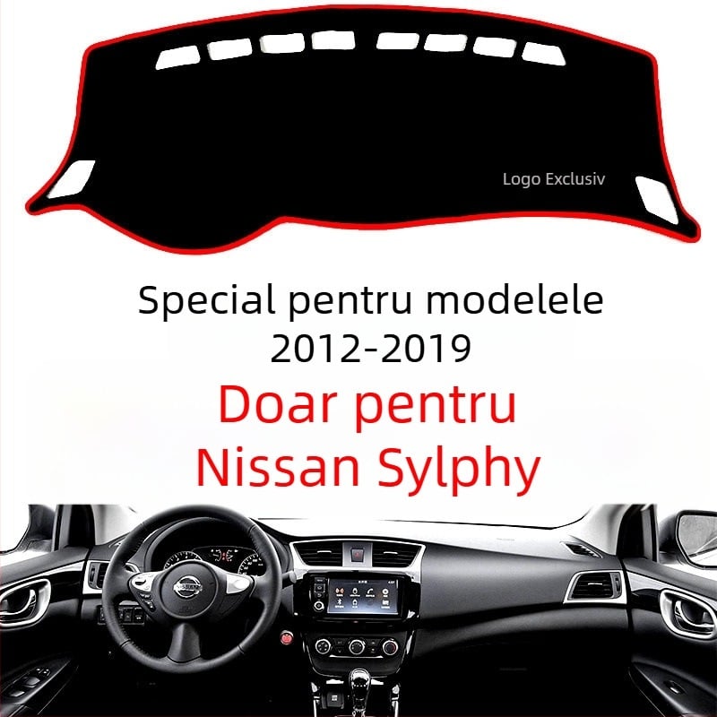 Covoraș pentru consola centrală Nissan Sylphy – poliester, model solid, protecție solară și suprafață antiderapantă