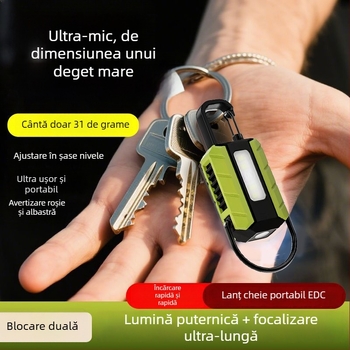 Lanternă LED pentru breloc — reîncărcabilă, ultra-luminoasă, magnetică, mini pentru camping în aer liber, baterie 400 mAh