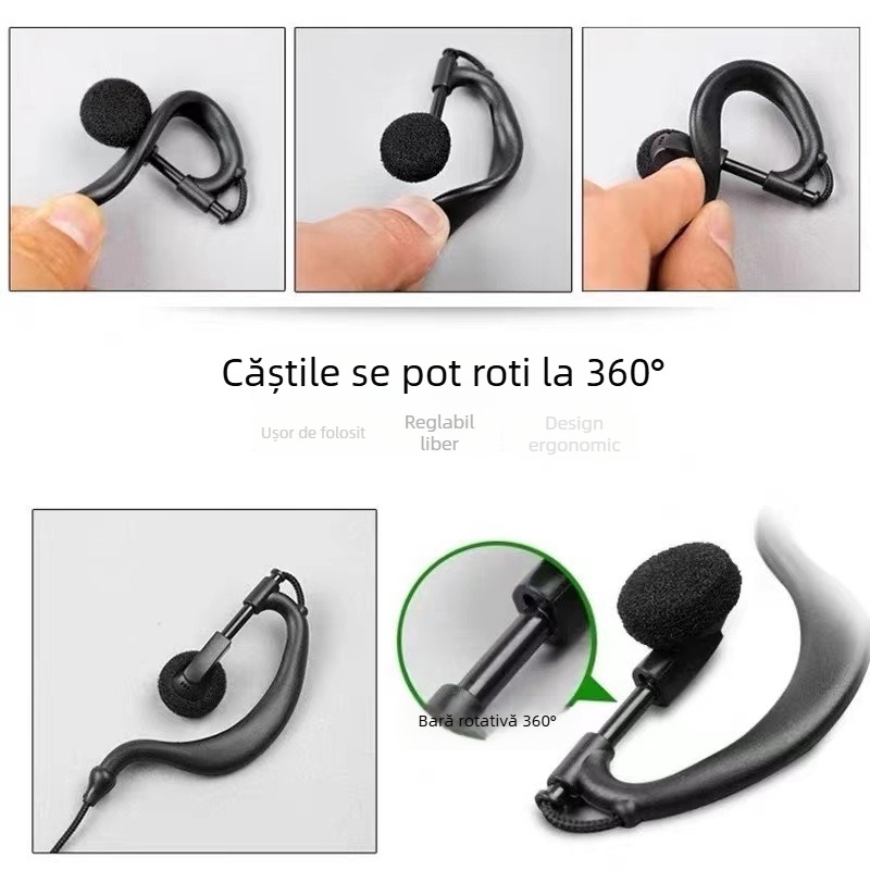 Cablu căști pentru walkie-talkie, cârlig pentru ureche, stil K-head (Fără baterie; rază până la 3 km; fără rețea)