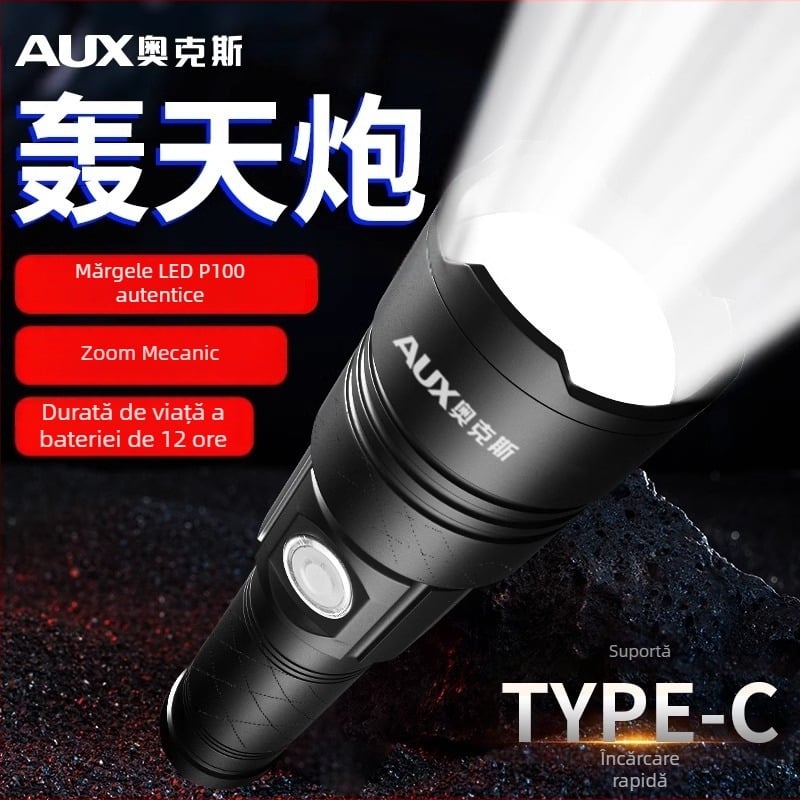 Lanternă de buzunar LED, cu iluminare extrem de puternică, reîncărcabilă pentru exterior, rază lungă a fasciculului, model AS-328