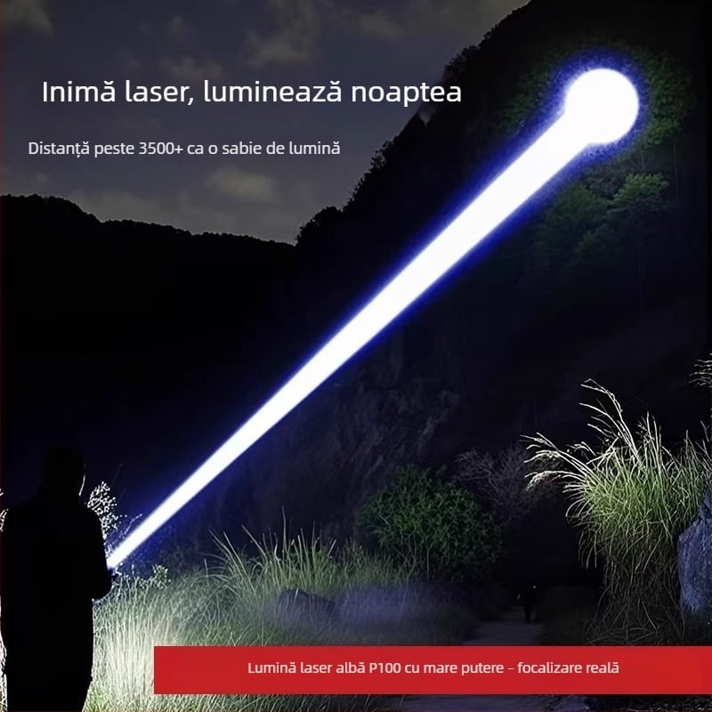 Lanternă de buzunar LED, cu iluminare extrem de puternică, reîncărcabilă pentru exterior, rază lungă a fasciculului, model AS-328