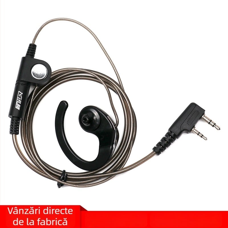 FeiXunteng Cască intercom cu agățătoare pentru ureche, design ne-in-urechi, cablu din folie de aluminiu, conector universal tip K cu o singură gaură