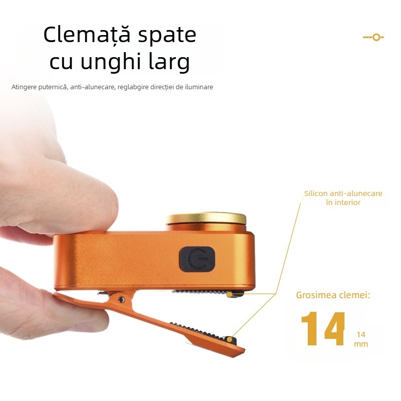 Fenar de mână mini cu încărcare USB, LED 6W, până la 500 lm, 500 mAh, IP45, carcasă din aliaj de aluminiu
