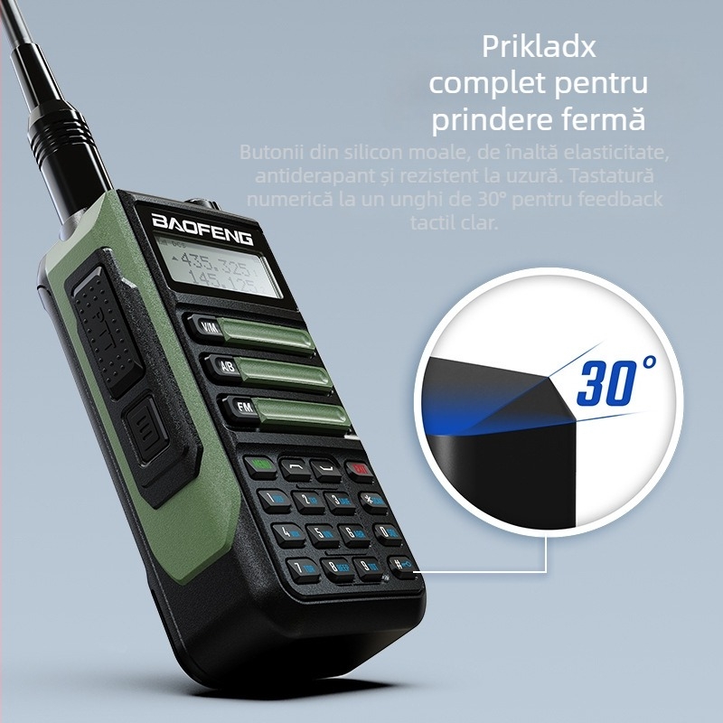 Baofeng BF-UV16 PLUS radio portabil dual-band, impermeabil, 128 canale, 5W/10W putere de ieșire, baterie 8000mAh