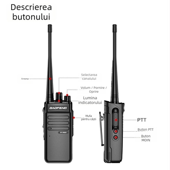 Baofeng BF-6600 radio portabil profesional, 400-470 MHz, 5W, 16 canale, 7.4V, autonomie baterie 180 minute