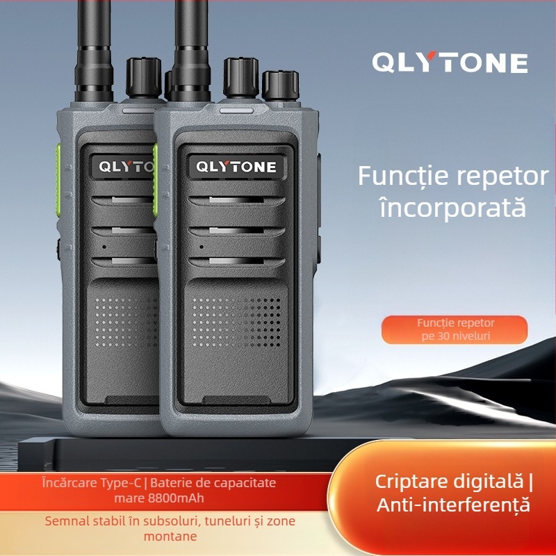Lu Yitong Interfon Relay de înaltă putere – Unitate completă; interval frecvență 400–480 MHz; putere RF 10 W; 16 canale; rază 10–50 km; baterie litiu 8800 mAh