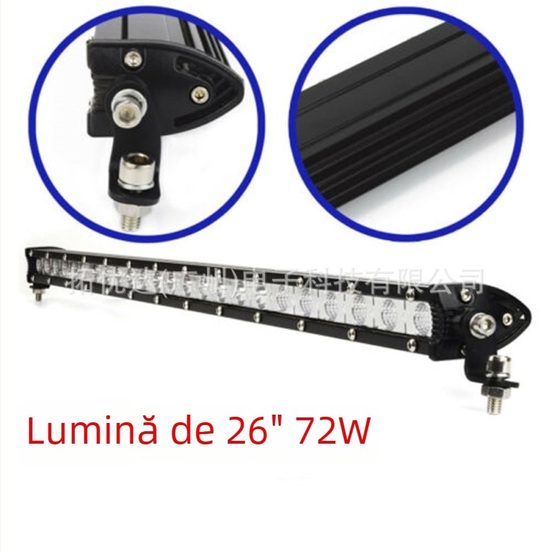 Bandă LED auto – carcasă din aliaj de aluminiu, intrare 9-60V, 18-72W, flux luminos 1100-3500 lm, durată de viață 20000 h, lumină de lucru pe un singur rând