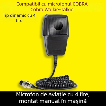 Microfon pentru walkie-talkie cu conector aviatic, compatibil cu Argo-300/Cobra CB-507, bobină dinamică 4-fire/5-fire, rază de comunicare 10-50 km, fără baterie, antiderapant