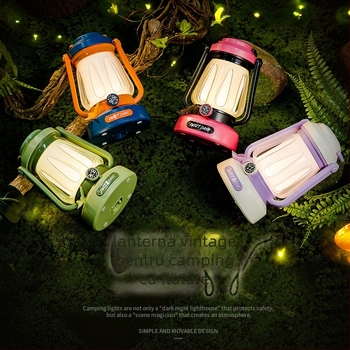 Lampă LED pentru camping, reîncărcabilă, lampă portabilă pentru cort cu întrerupător, 3.7V 2.3W