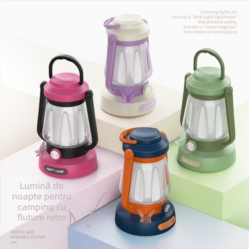 Lampă LED pentru camping, reîncărcabilă, lampă portabilă pentru cort cu întrerupător, 3.7V 2.3W