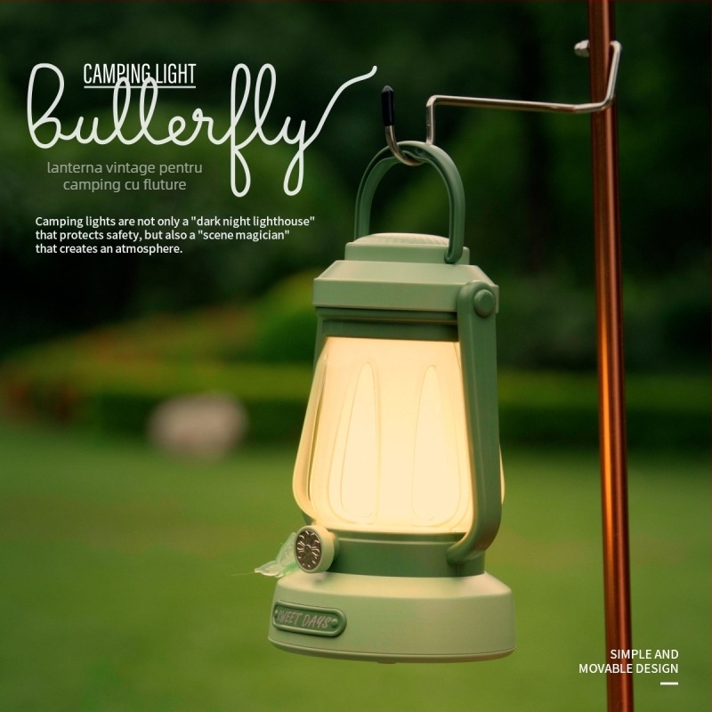 Lampă LED pentru camping, reîncărcabilă, lampă portabilă pentru cort cu întrerupător, 3.7V 2.3W