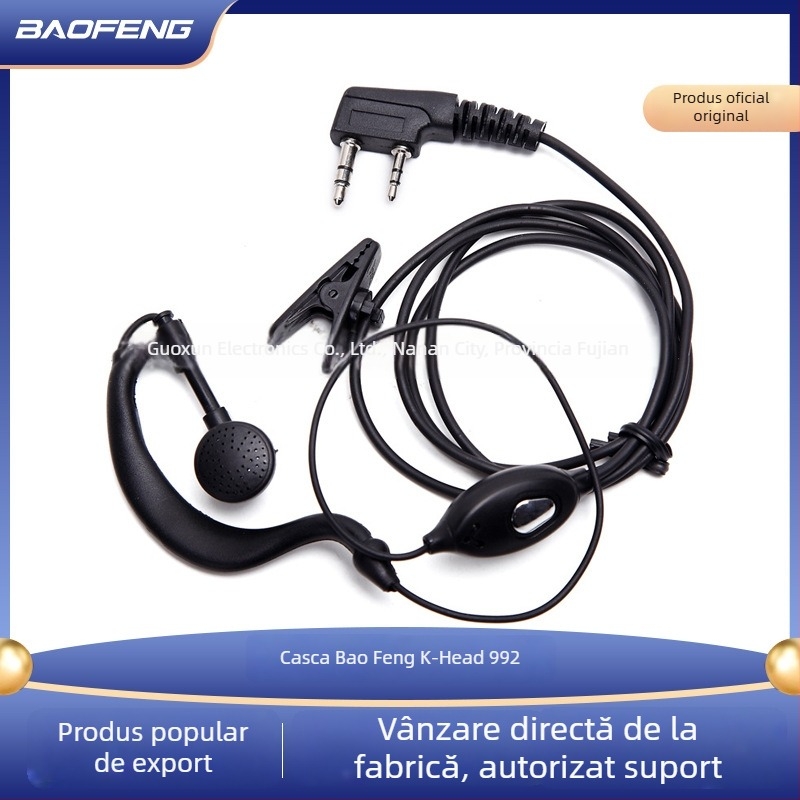 Căști Baofeng 992 pentru stație radio, cablu de 150 cm, fără baterii, rezistente la praf, rază de până la 1,5 km
