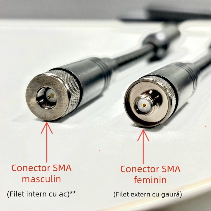 Antena gooseneck pentru radio portabil, acoperire UV, conector SMA, rază 3–5 km, anti-interferență, fără baterie