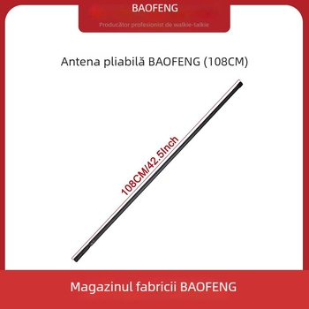 Antena Baofeng pliabilă pentru radio — bandă 136–174/400–520 MHz, rază 1,5–3 km, fără baterii, anti-interferențe