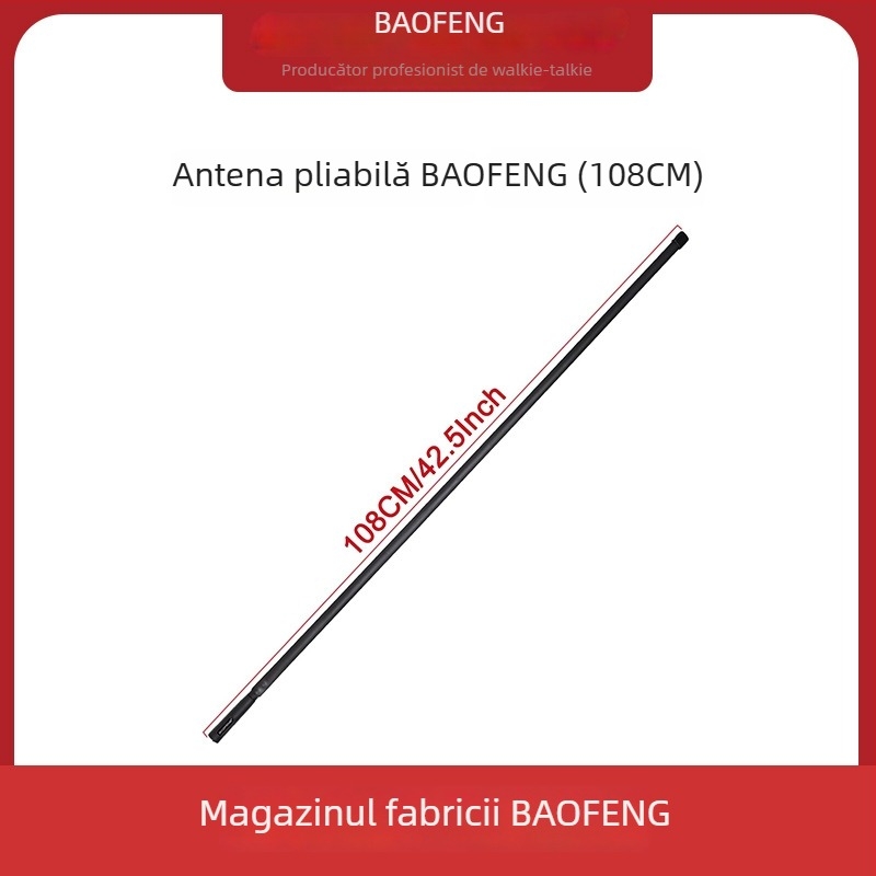 Antena Baofeng pliabilă pentru radio — bandă 136–174/400–520 MHz, rază 1,5–3 km, fără baterii, anti-interferențe