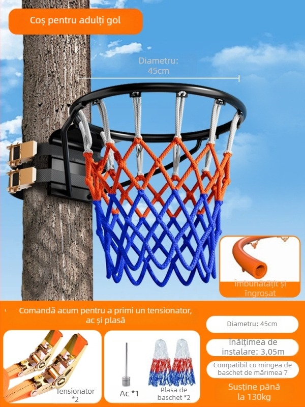 Coș de baschet montat pe perete, exterior, fără găuri, suport portabil pentru copii și adulți
