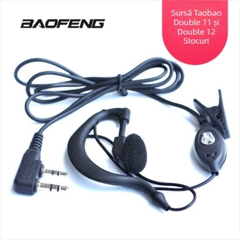 Baofeng headset pentru radio cu cablu din piele, compatibil BF-888S/BF-992, 5R, baterie litiu, cablu 120 cm, impedanță 8888 Ω, rază de până la 1,5 km