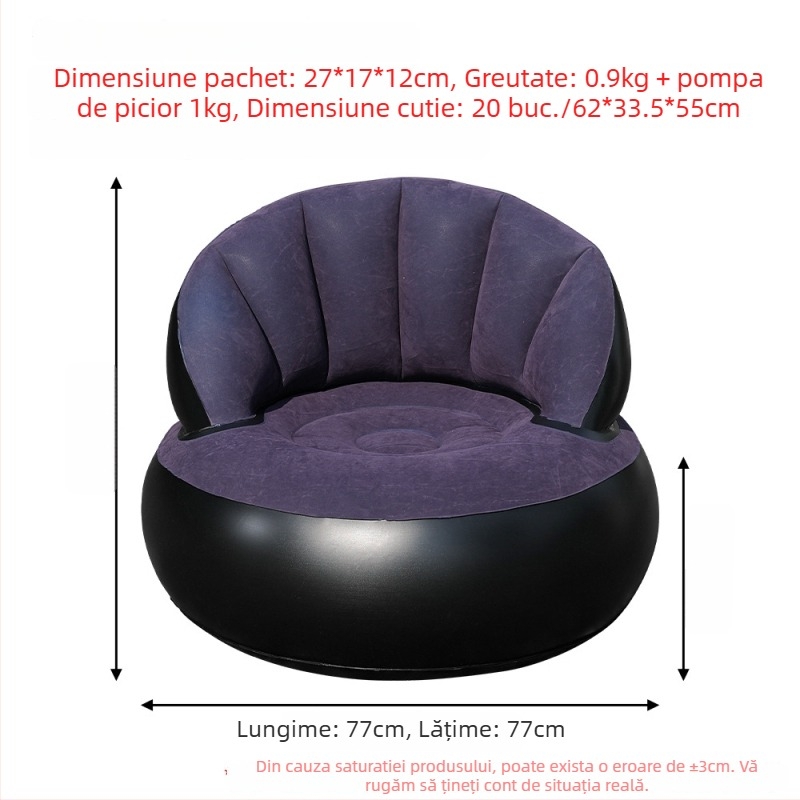 Canapea gonflabilă în formă de minge, pentru o singură persoană, bean bag, pliabilă și ușor de transportat