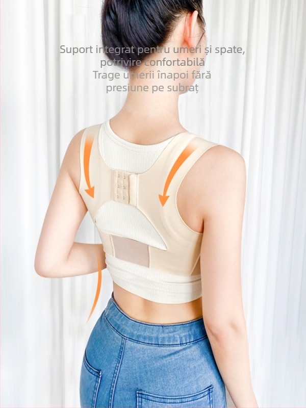 Bretea pentru postura umerilor - neortopedică, sprijin pentru spate invizibil pentru femei adulte, material: nylon și spandex, yoga/fitness