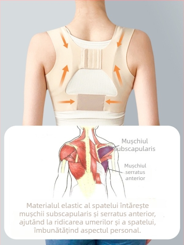 Bretea pentru postura umerilor - neortopedică, sprijin pentru spate invizibil pentru femei adulte, material: nylon și spandex, yoga/fitness
