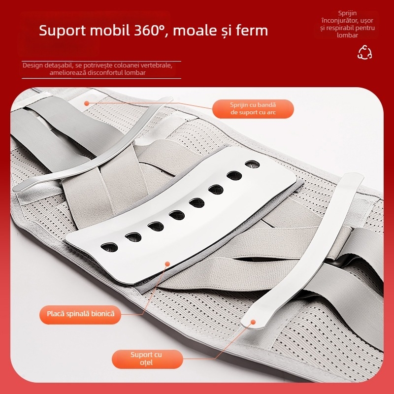 Banda de talie autoîncălzitoare cu placă de oțel pentru corectarea posturii, respirabilă pentru toate anotimpurile, spandex