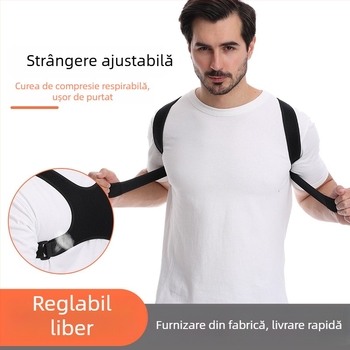Corector de postură cu bretele reglabile, Curea de susținere a spatelui, model Humpback Correction Belt, material neopren + poliester, potrivit pentru toate sezoanele