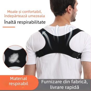 Corector de postură cu bretele reglabile, Curea de susținere a spatelui, model Humpback Correction Belt, material neopren + poliester, potrivit pentru toate sezoanele