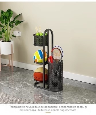 Raft de depozitare pentru mingi, podea, interior — afișare și stocare mingi, material: mătase florală