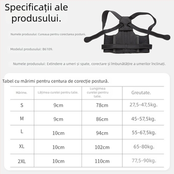 Centură de corecție a posturii pentru spate, Osaike, model B6019, fibră de poliester, utilizare universală